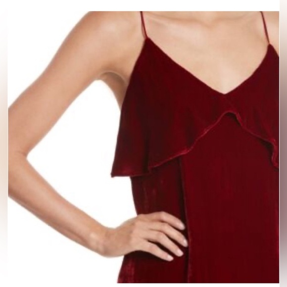 NWOT* Alice + Olivia Red Bess Ruffle Velvet Mini Slipdress Size Small - Picture 3 of 5